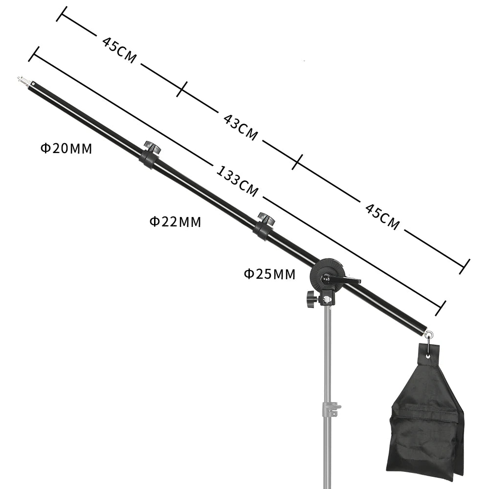 Studio Photo Telescopic Boom Arm Top Light Stand With Sandbag for Speedlite /Mini Flash Strobe /Softbox/LED Video