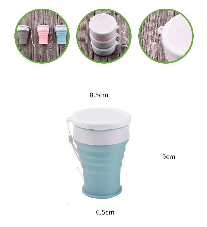 200Ml Silicone Folding Glass Camping Travel Mug Portable Telescopic Coffee Cup Outdoor Water Cup Folding Water Bottle Drinkware