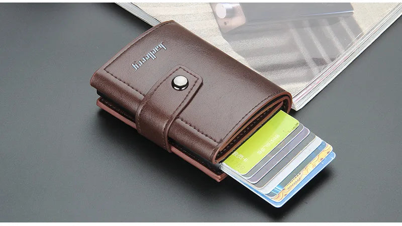 2023 Rfid Men Card Wallets Free Name Customized Hasp Small Card Wallets PU Leather Slim Mini Wallet Qaulity Male Purses