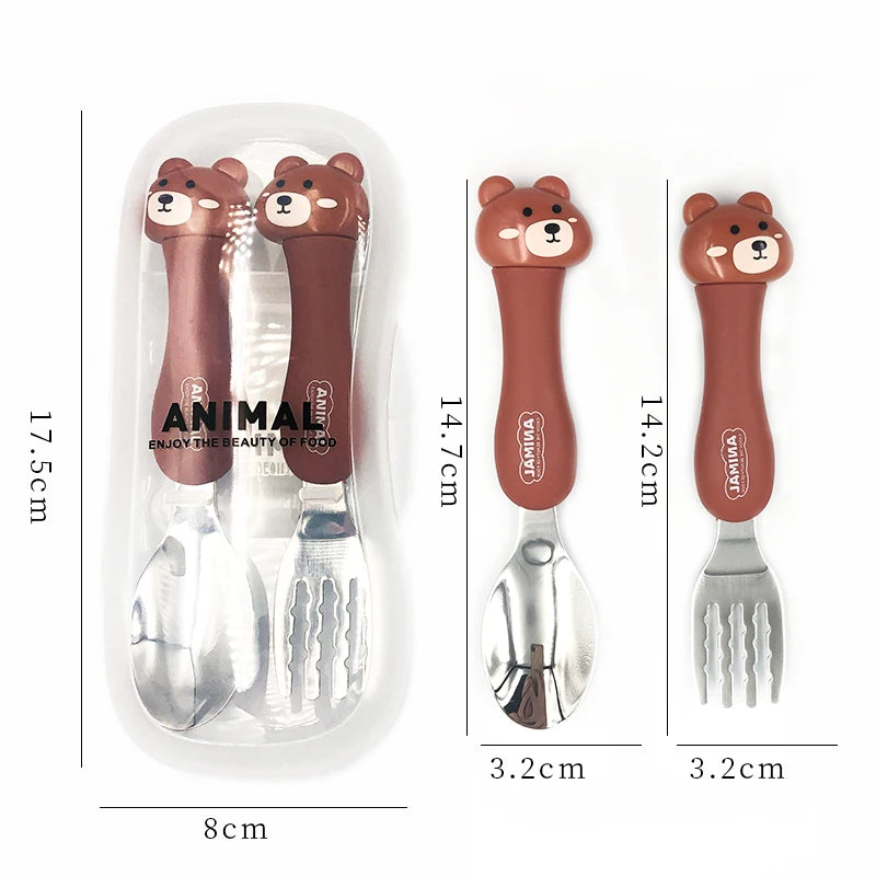 Tableware Cartoon Kids Spoon and Fork Set Dessert Spoon for Children Fork Baby Gadgets Children's Cutlery for Kids