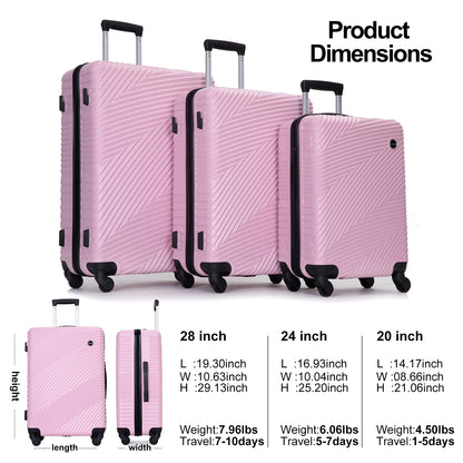 Hardshell Luggage Set,3 Piece Hardside Suitcases with Spinner Wheel,Lightweight Carry-on luggage 20" 24" 28"