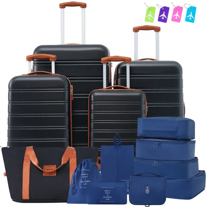 Hardshell Luggage Sets 4 pcs + Bag Spinner Suitcase with TSA Lock Lightweight-16"+20"+24"+28" Luggages