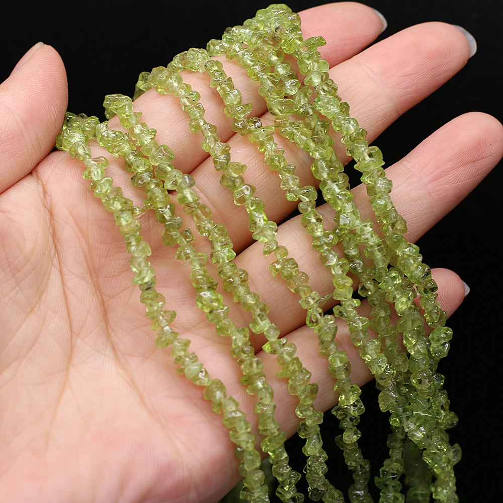 Wholesale Natural Gem Stone Beads Irregular Gravel Olivine Peridot Chips Loose Beads for Jewelry Making DIY Charm Bracelet 15''