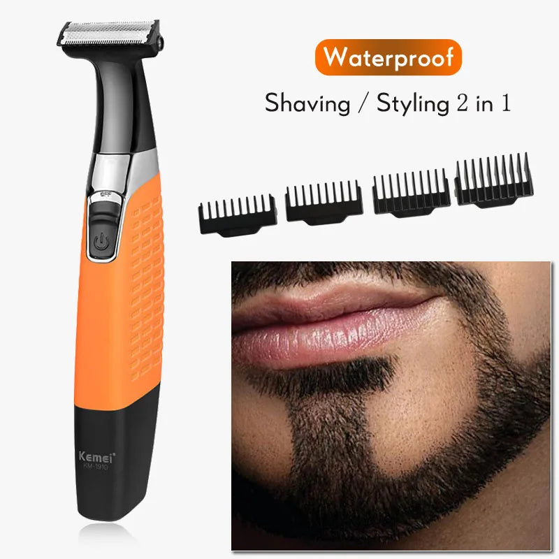 Kemei Electric Shaver One Blade USB Rechargeable Beard and Mustache Trimmer Safety Face Razor Shaving Machine for Men and Women