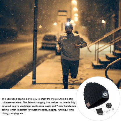 Microphone Headphone Music Smart Caps Beanie Knitted Plus Velvet Winter Hat With Headphone LED Wireless Bluetooth