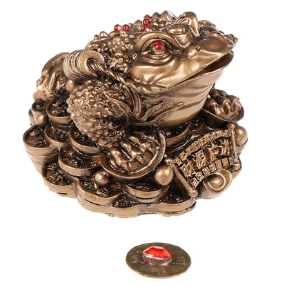 Feng Shui Toad Money LUCKY Fortune Wealth Chinese Golden Frog Toad Coin Home Office Decoration Tabletop Ornaments Lucky Gifts