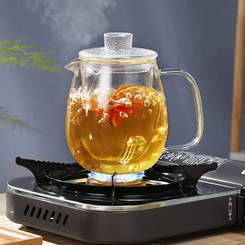 600/1200ml Household Teaware Glass Teapot For Stove Heat Resistant High Temperature Explosion Proof Tea Infuser Milk Tea Set