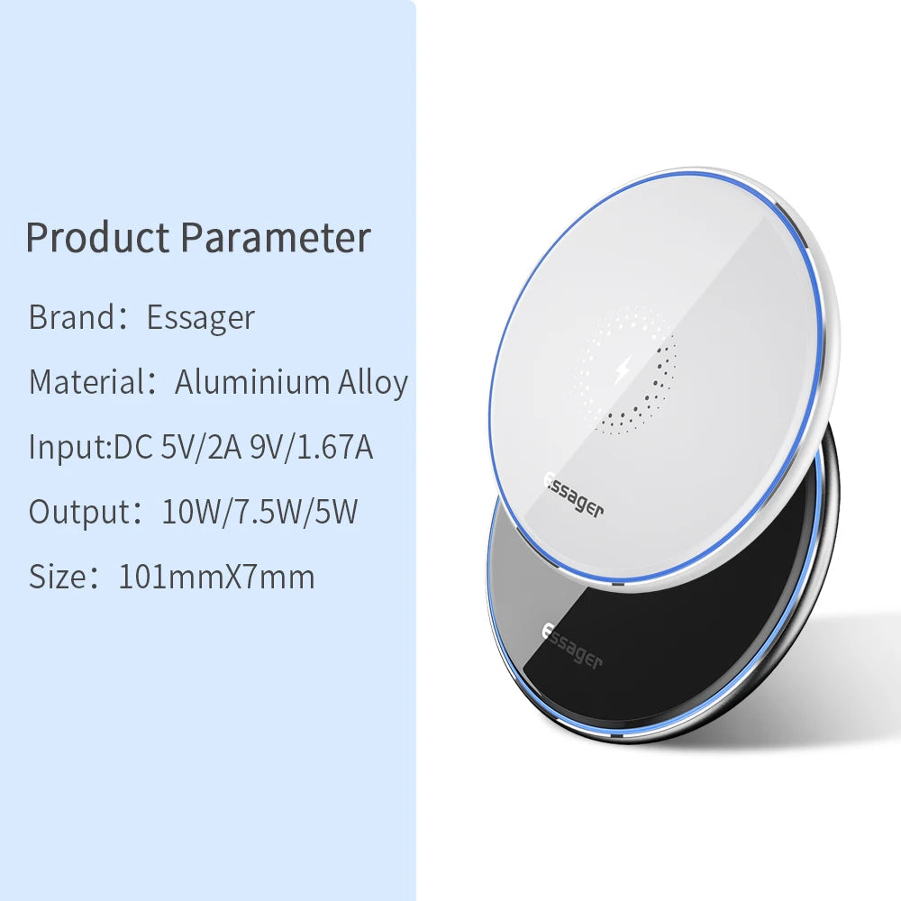 Essager 15W Qi Wireless Charger Fast Wireless Phone Charging Induction Pad For iPhone 12 11 Pro Max X Xiaomi mi 10 Samsung S20