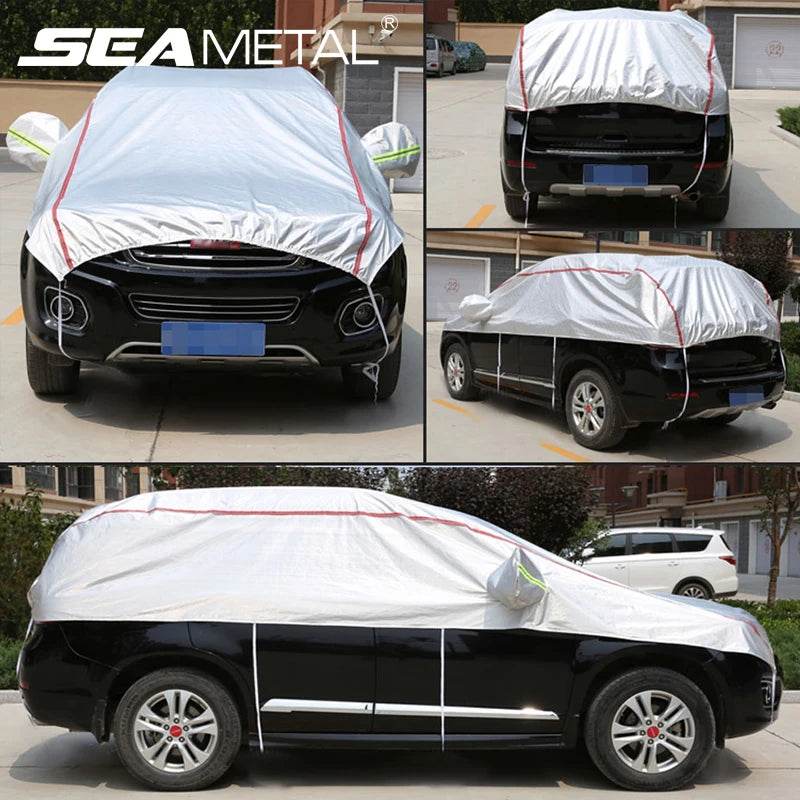 Universal Half Car Cover Waterproof Outdoor Cover Oxford Sun Rain Uv Protection Dustproof Snowproof Car Body Cover for SUV Sedan - MarvelouStoree