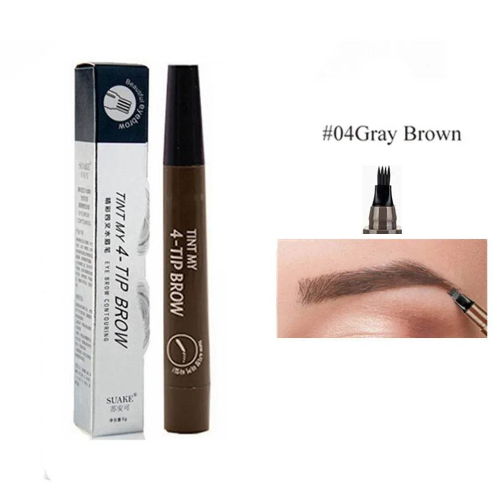 4D Microblading Eyebrow Pen 4 Forks Tip Eyebrow Tattoo Pencil Long Lasting Fine Sketch Liquid Eye Brow Make Up - MarvelouStoree