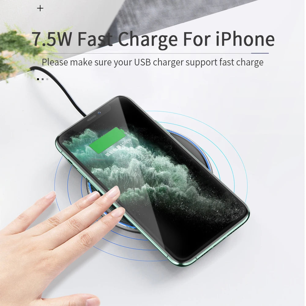 Essager 15W Qi Wireless Charger Fast Wireless Phone Charging Induction Pad For iPhone 12 11 Pro Max X Xiaomi mi 10 Samsung S20