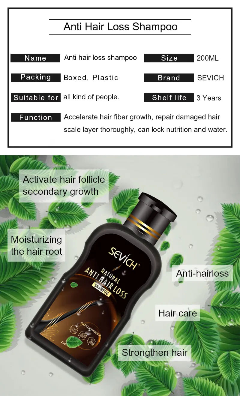 Sevich 200ml Anti Hair Loss Product Hair Loss Shampoo Natural With No Side Effects Grow Hair Faster Regrowth Hair Treatment