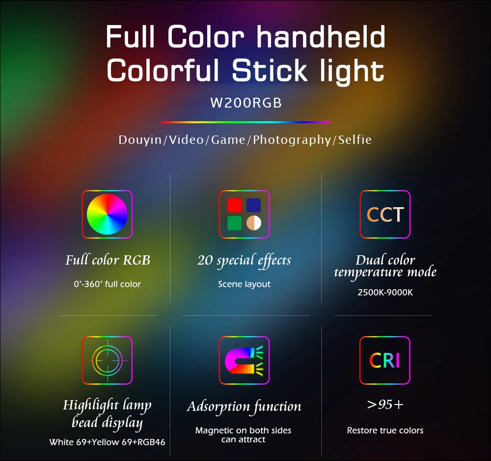 SH RGB Video Light LED Panel Lamp Camera Light 3100mAh Battery Dimmable 2500K-9000K Photo Lighting Studio for Youtube Tik tok