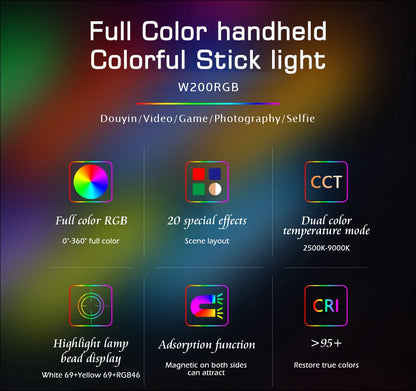 SH RGB Video Light LED Panel Lamp Camera Light 3100mAh Battery Dimmable 2500K-9000K Photo Lighting Studio for Youtube Tik tok