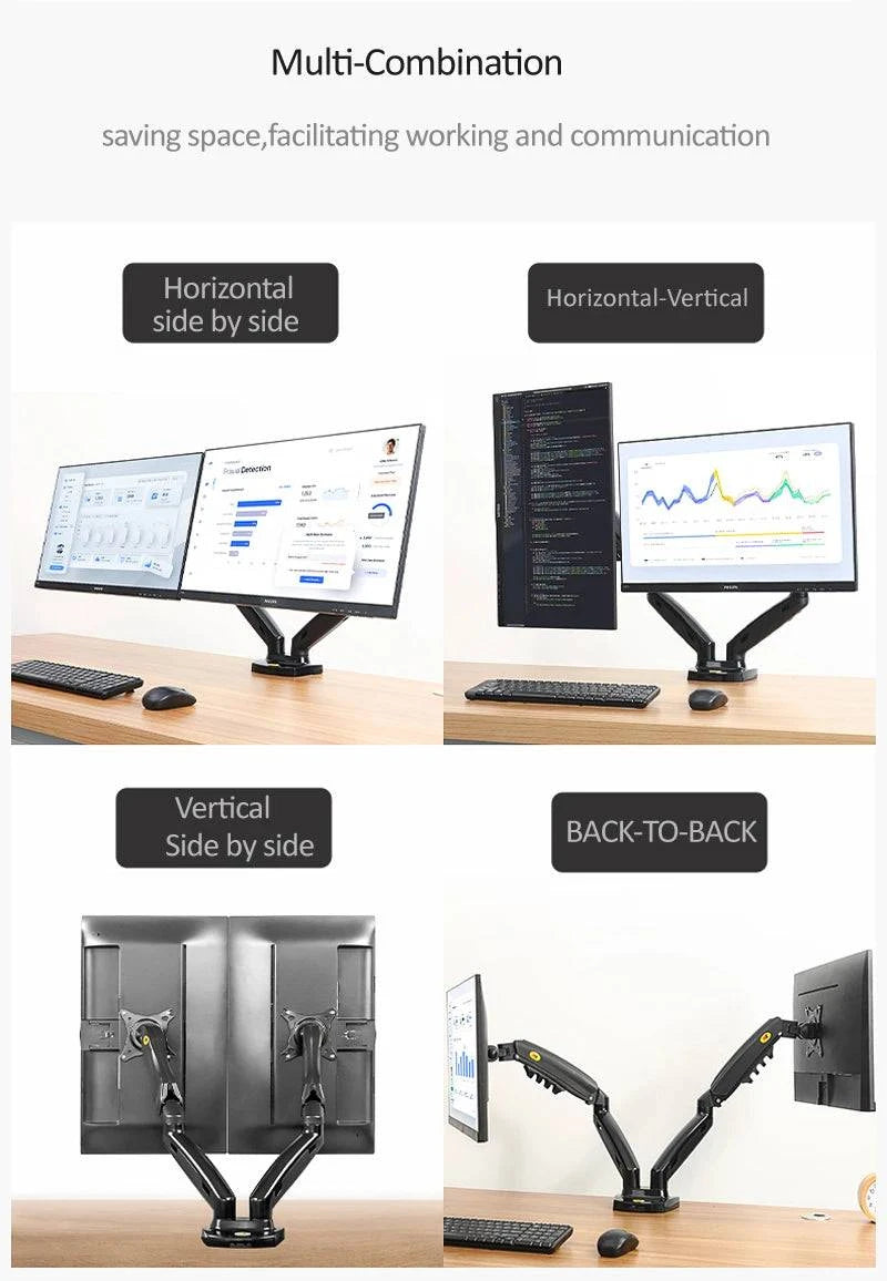 NB NEW F160 gas spring 17"-27"30" Dual Monitor Holder Arm desktop 360 rotate computer holder 2-9KG Monitor bracket USB3.0 port