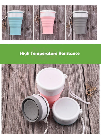 200Ml Silicone Folding Glass Camping Travel Mug Portable Telescopic Coffee Cup Outdoor Water Cup Folding Water Bottle Drinkware