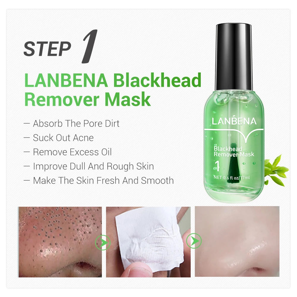 LANBENA Face Serum Beauty Blackhead Remover Shrinking Pore Acne Treatment Deep Cleaning Smoothing Firming EssenceSkin Care Set