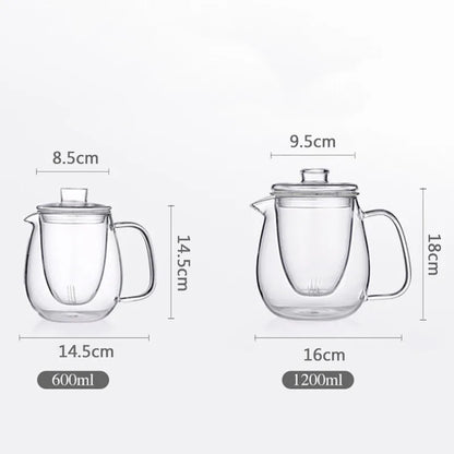 600/1200ml Household Teaware Glass Teapot For Stove Heat Resistant High Temperature Explosion Proof Tea Infuser Milk Tea Set