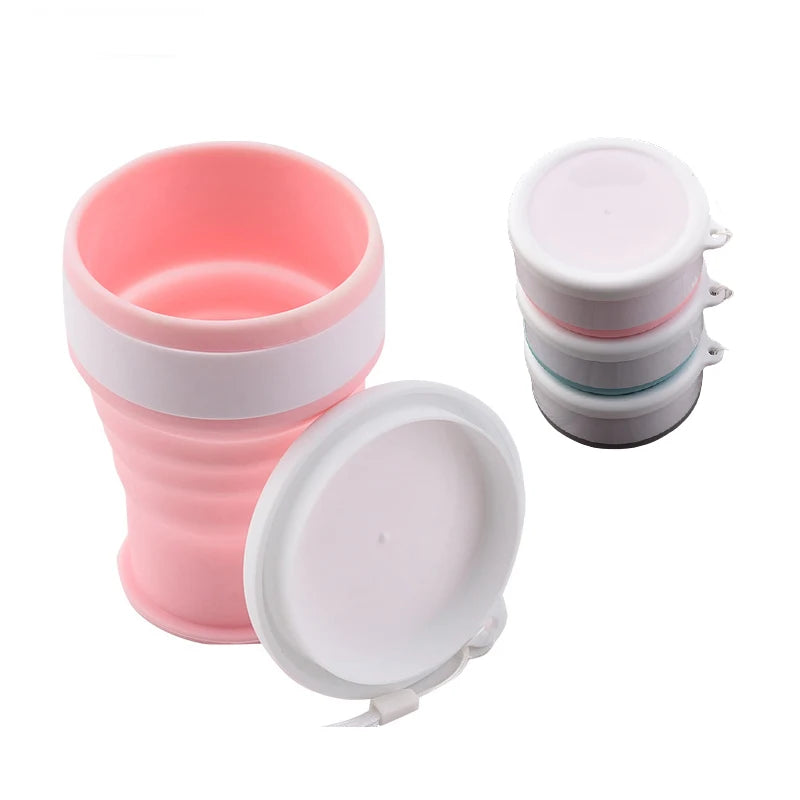 200Ml Silicone Folding Glass Camping Travel Mug Portable Telescopic Coffee Cup Outdoor Water Cup Folding Water Bottle Drinkware