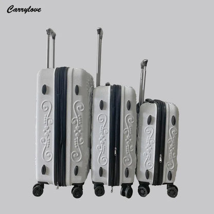 Carrylove 20"24"28" Inch Large Expandable Skull Suitcase 3 Pieces Trolley Case Rolling Luggage Bag Set