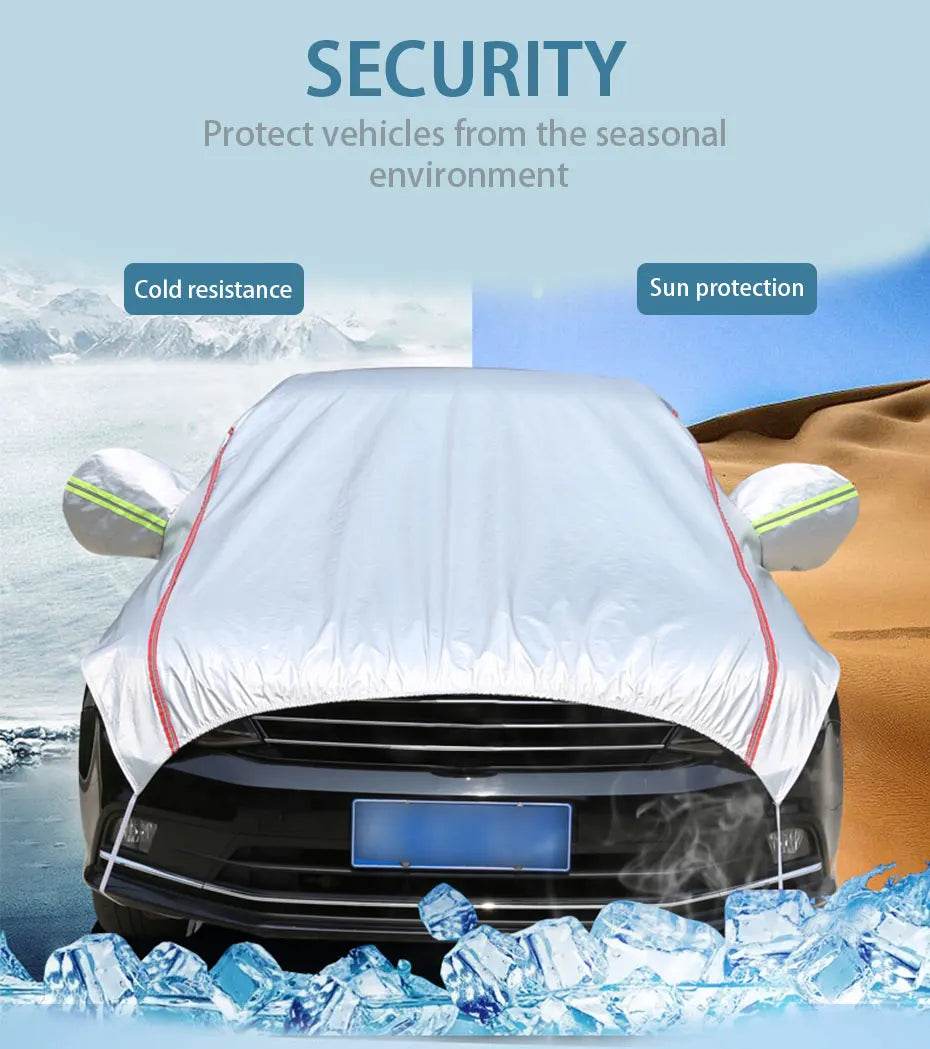 Universal Half Car Cover Waterproof Outdoor Cover Oxford Sun Rain Uv Protection Dustproof Snowproof Car Body Cover for SUV Sedan - MarvelouStoree