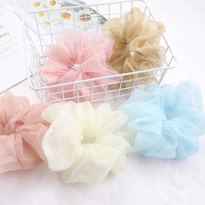 2020Korea Big Size Organza Hair Scrunchies For Women Elastic Hair Bands Girls Headwear Ponytail Holder Hair Tie Hair Accessories