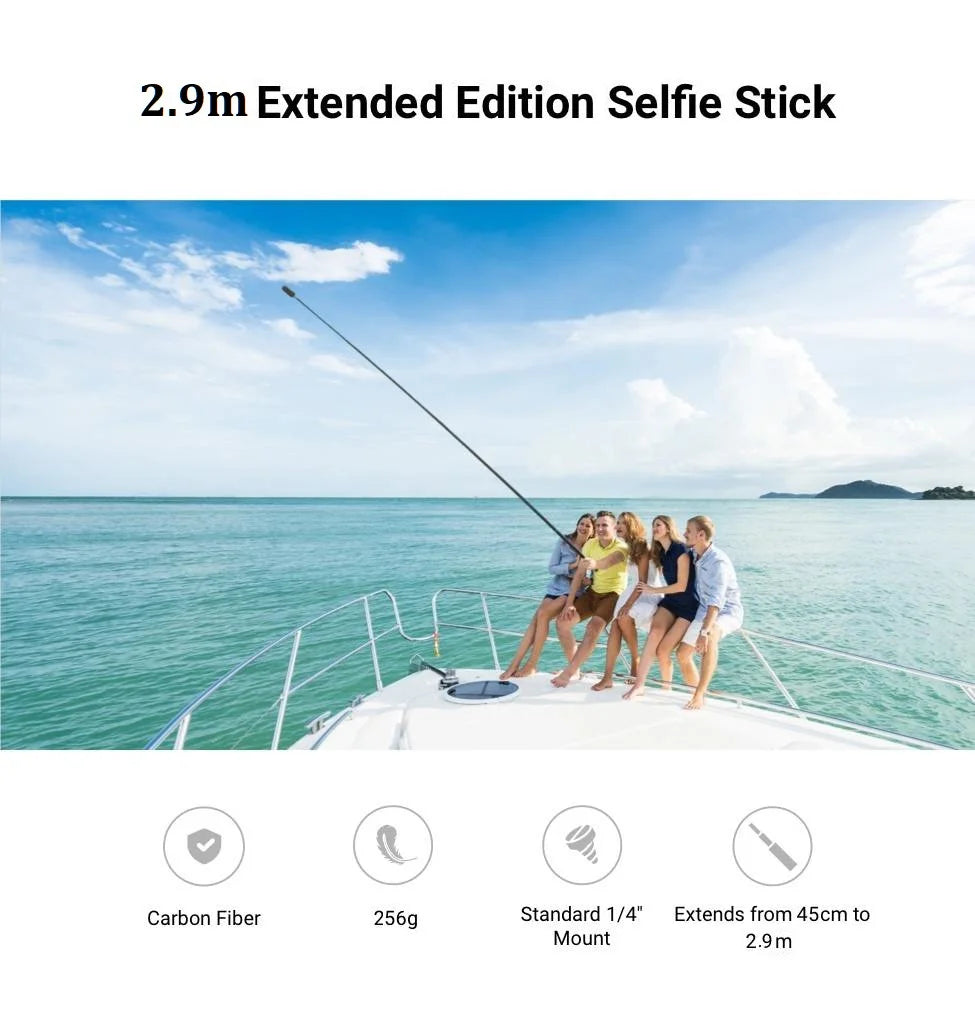 290cm 3m Carbon Fiber Invisible Extended Edition Selfie Stick For Insta360 X4 X3 ONE RS Accessories For GoPro Insta 360