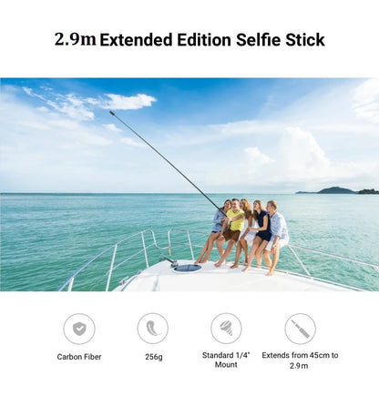 290cm 3m Carbon Fiber Invisible Extended Edition Selfie Stick For Insta360 X4 X3 ONE RS Accessories For GoPro Insta 360