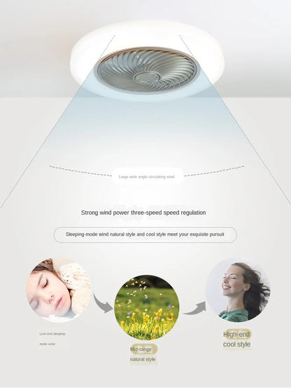 Smart Ceiling Fan Fans With Lights Remote Control Bedroom Decor Ventilator Lamp 52cm Air Invisible Blades Retractable Silent