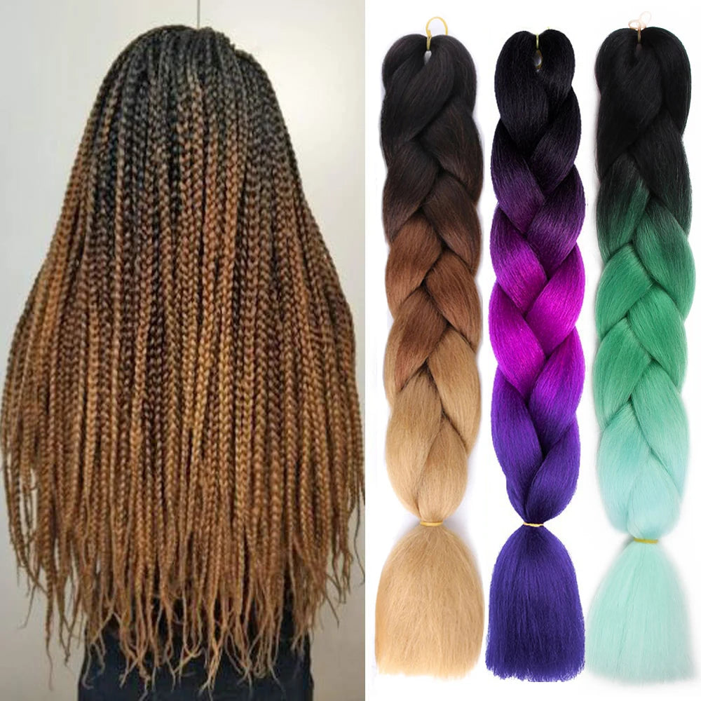 Black Star Hair Ombre Jumbo Braiding Hair Extensions 24 Inches 100g/Pieces Crochet Twist Braids Synthetic Hair Fiber for Women