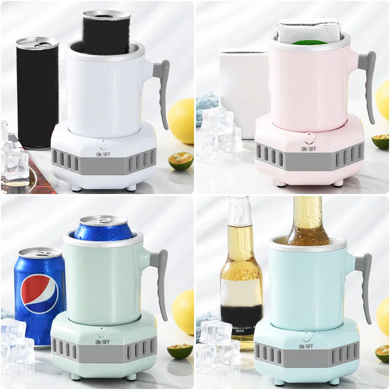 Smart Beverage Cooler Cup Fast Cooler Electric Cooling Mug Mini Desktop Refrigerator for Cola Wine