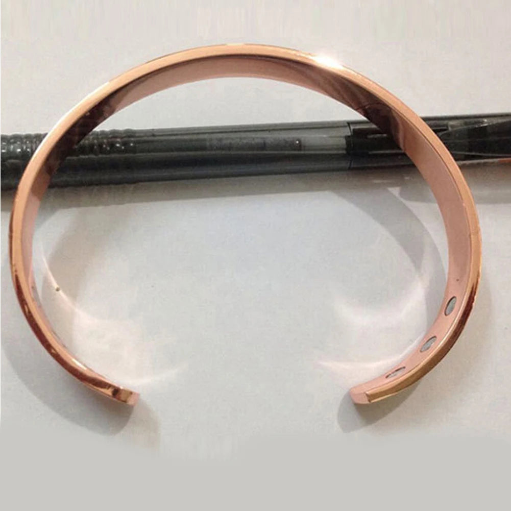 Pure Copper Magnet Energy Health Open Bangle Plated Rose Gold Color Simple Bracelet Healthy Healing Bracelet Jewelry Gift