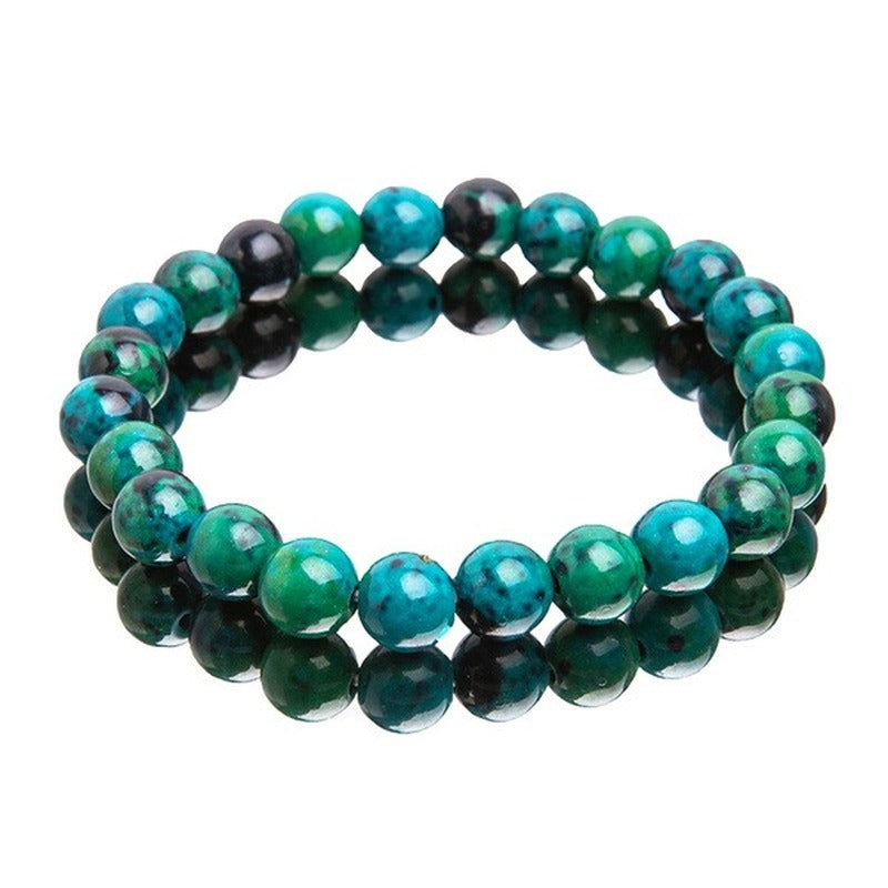 8mm Chrysocolla Malachite Bracelets for Women Men Natural Stone Beads Bracelet Round Shape Diabetes Relief Bracelet Jewelry Gift