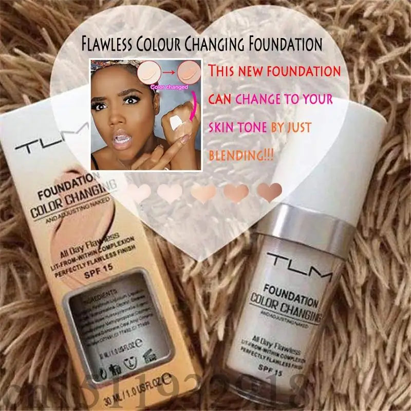 TLM Foundation Magic Color Changing Foundation Liquid Soft Matte Long Lasting Hydrating Makeup Base maquiagem