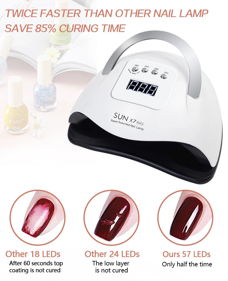 66LEDs Powerful UV LED Nail Dryer For Drying Nail Gel Polish Portable Design With Large LCD Touch Screen Smart Sensor Nail Lamp