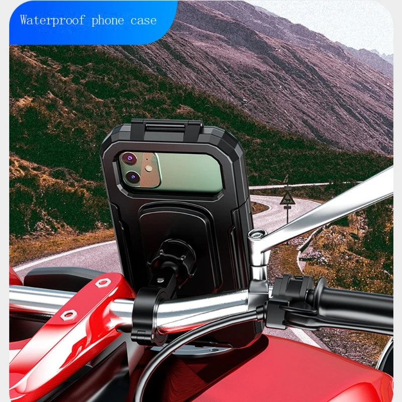 Waterproof Mobile Bike Phone Case Bicycle Motorcycle Phone Holder Handlebar Rear View Mirror Installation For 4.7-6.8 inch Phone