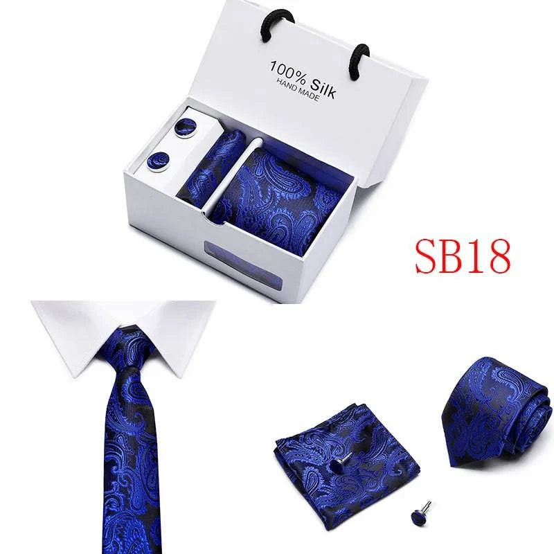 New Plaid men ties set Extra Long Size 145cm*7.5cm Necktie navy blue Paisley Silk Jacquard Woven Neck Tie Suit Wedding Party