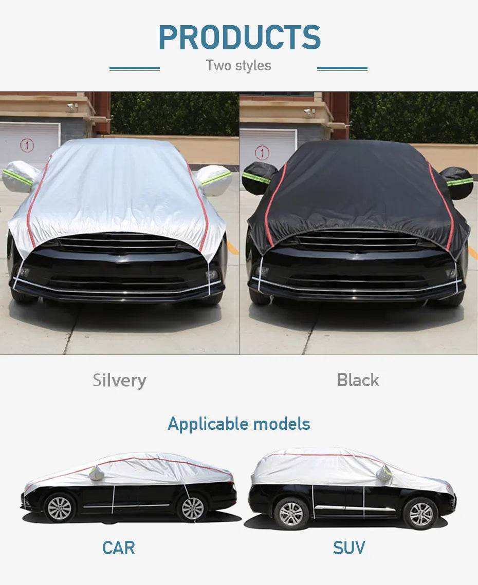 Universal Half Car Cover Waterproof Outdoor Cover Oxford Sun Rain Uv Protection Dustproof Snowproof Car Body Cover for SUV Sedan - MarvelouStoree