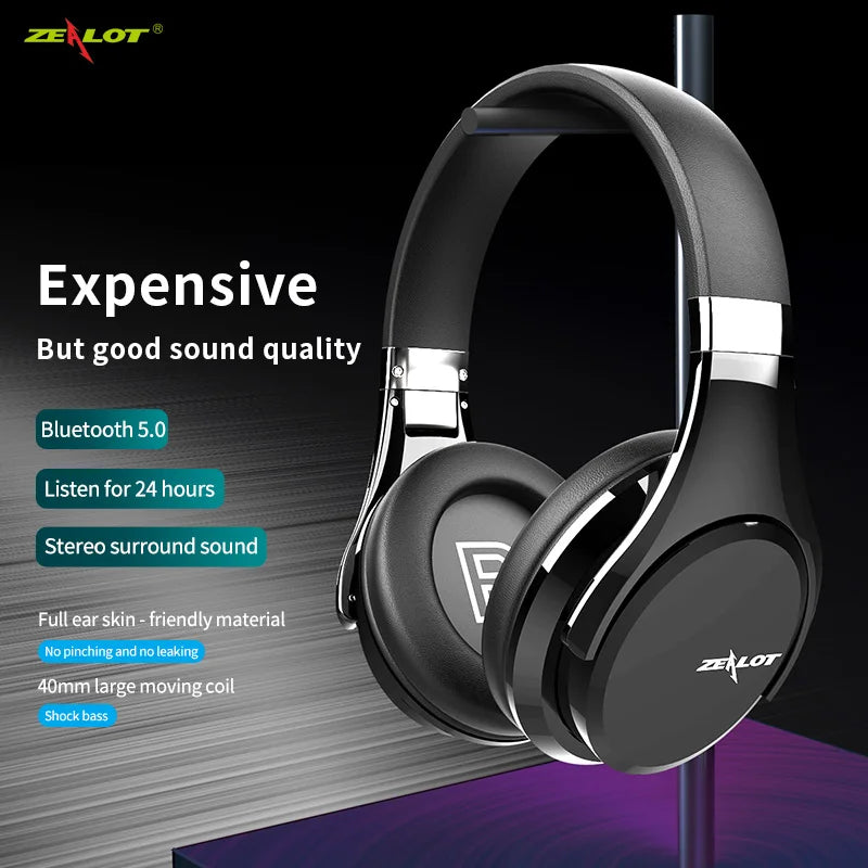 ZEALOT B21 Wireless Bluetooth Headphones Foldable Bass Wireless Headset with Microphone for Computer,Phones Touch Control