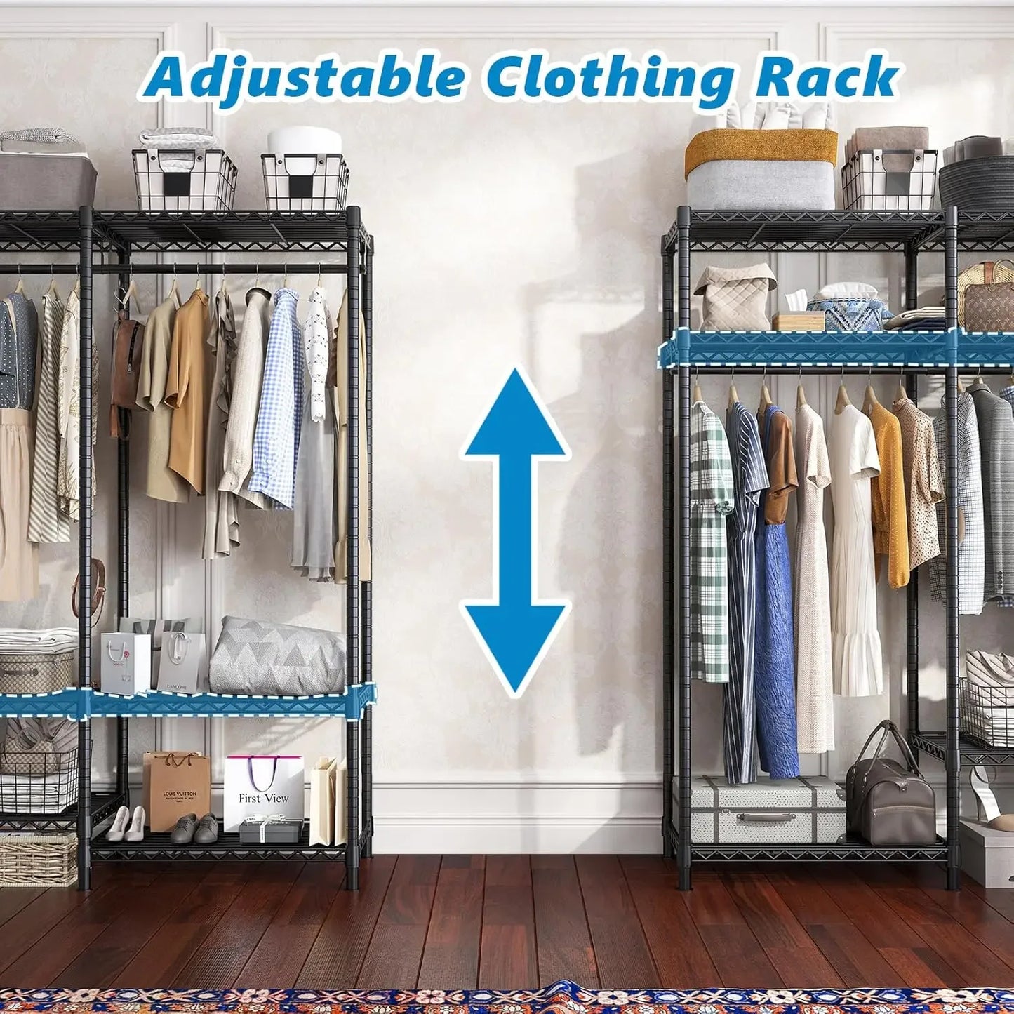 Marveloustoree Heavy Duty Clothes Rack with Cover Loads 795 LBS Clothing Racks for Hanging Clothes Portable Closet Freestanding Wadrobe Closet