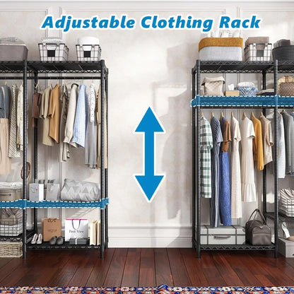 Marveloustoree Heavy Duty Clothes Rack with Cover Loads 795 LBS Clothing Racks for Hanging Clothes Portable Closet Freestanding Wadrobe Closet