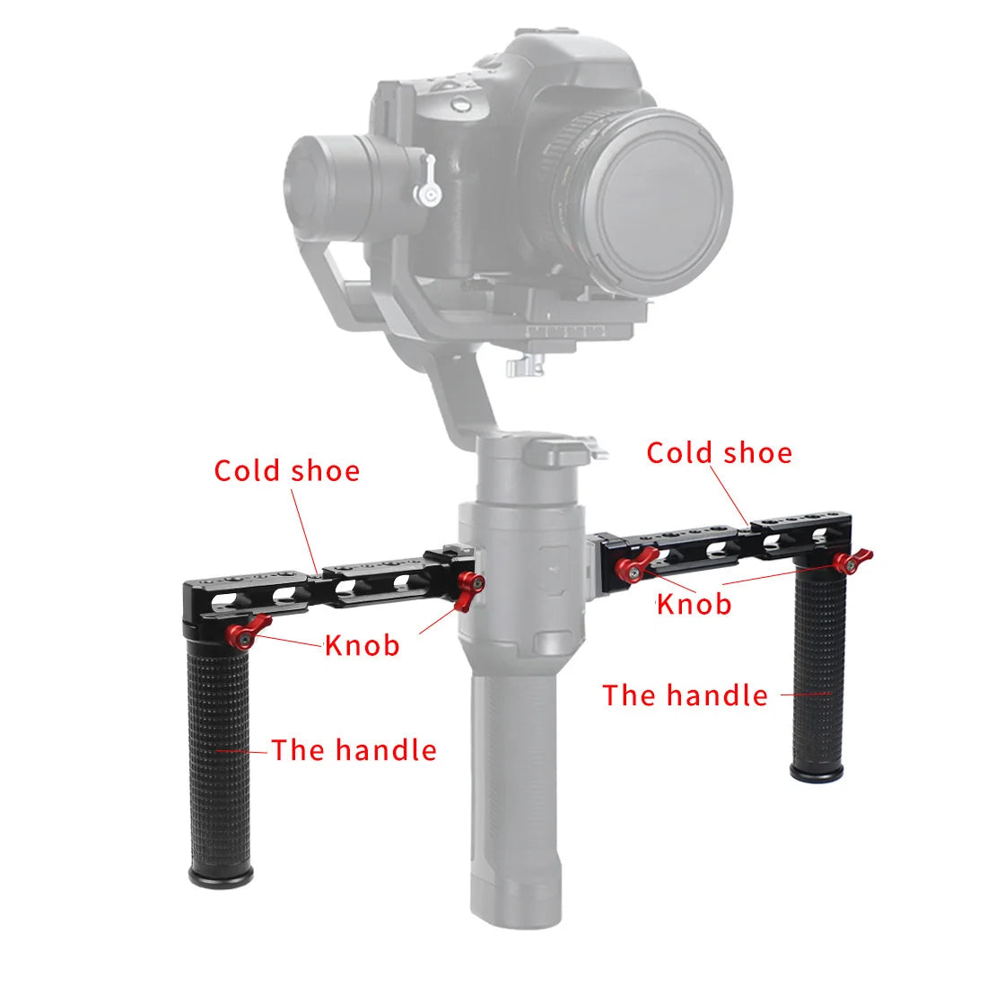 FEICHAO Dual Handle Grip with Arri/Cold Shoe/1/4,3/8 Hole for DJI Ronin RS2/RSC2 Handheld Gimbal Monitor Mount Extension Bracket