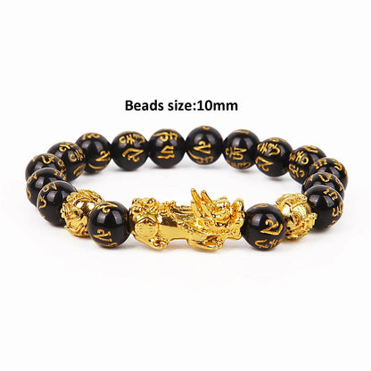 Unisex Men Pixiu Charms Ring Bracelet Chinese Feng Shui Amulet Wealth and Lucky Open Adjustable Ring Bead Bracelet - MarvelouStoree