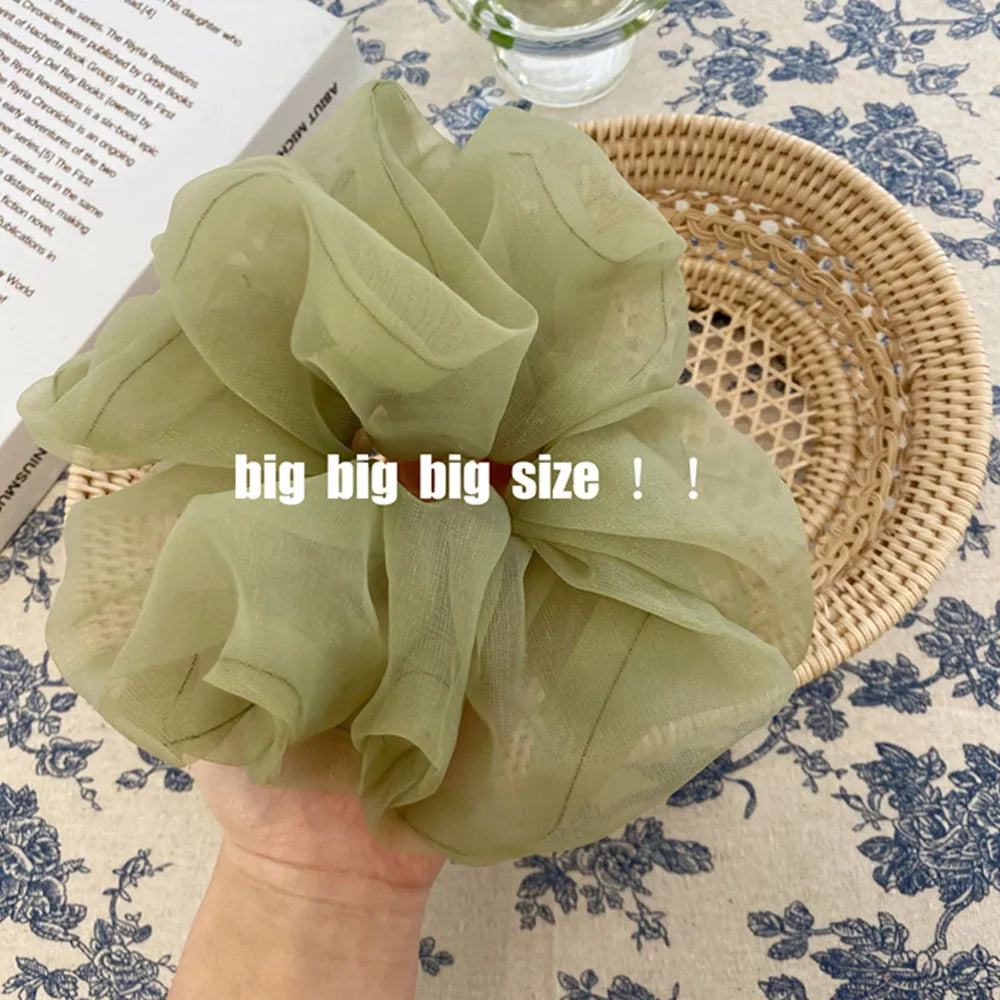 2020Korea Big Size Organza Hair Scrunchies For Women Elastic Hair Bands Girls Headwear Ponytail Holder Hair Tie Hair Accessories