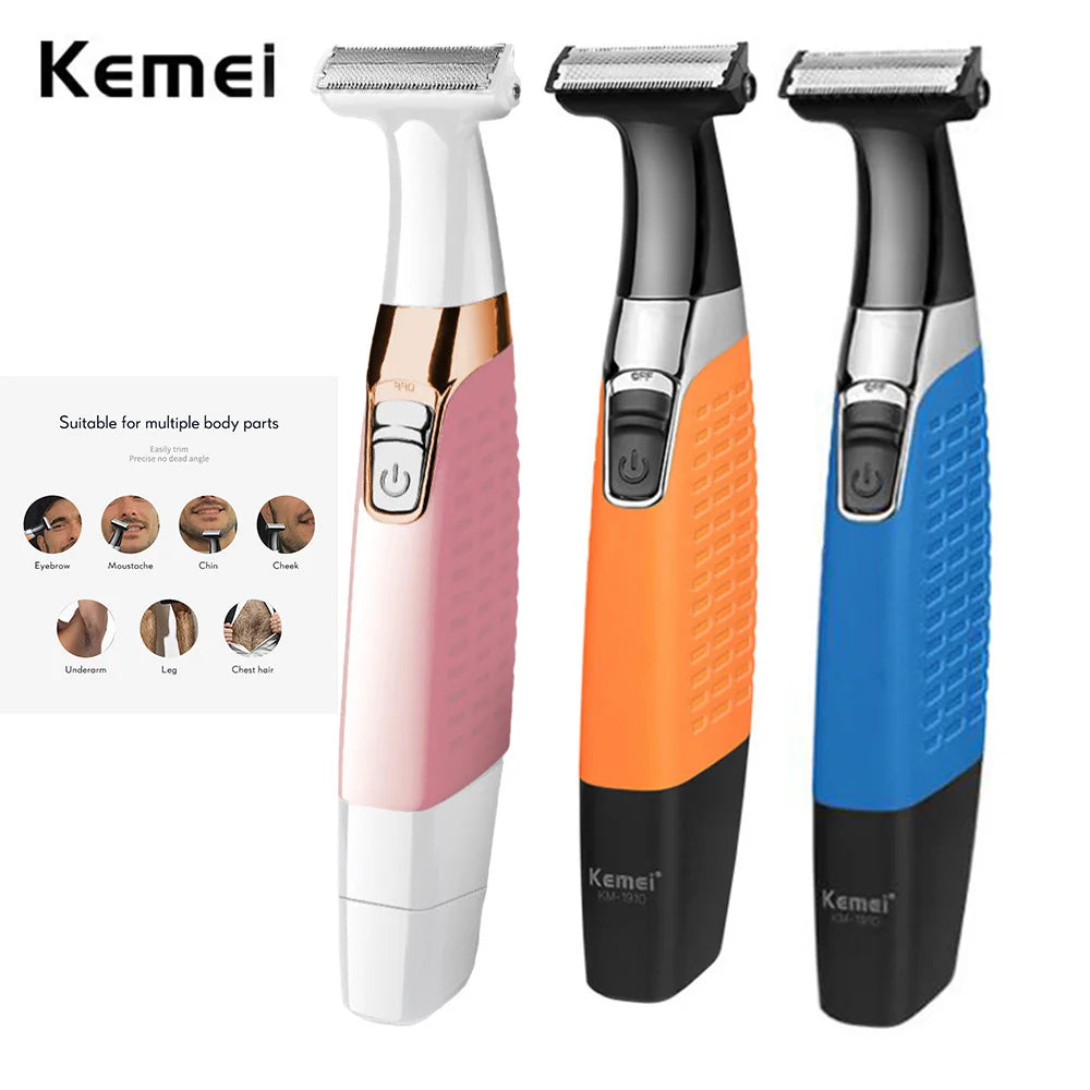 Kemei Electric Shaver One Blade USB Rechargeable Beard and Mustache Trimmer Safety Face Razor Shaving Machine for Men and Women