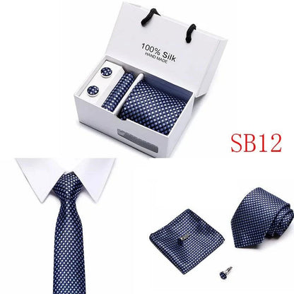 New Plaid men ties set Extra Long Size 145cm*7.5cm Necktie navy blue Paisley Silk Jacquard Woven Neck Tie Suit Wedding Party