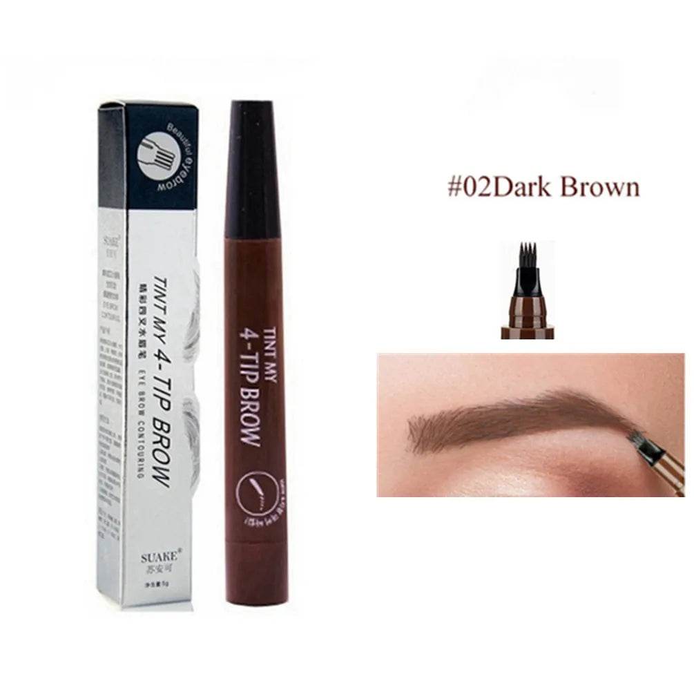 4D Microblading Eyebrow Pen 4 Forks Tip Eyebrow Tattoo Pencil Long Lasting Fine Sketch Liquid Eye Brow Make Up - MarvelouStoree