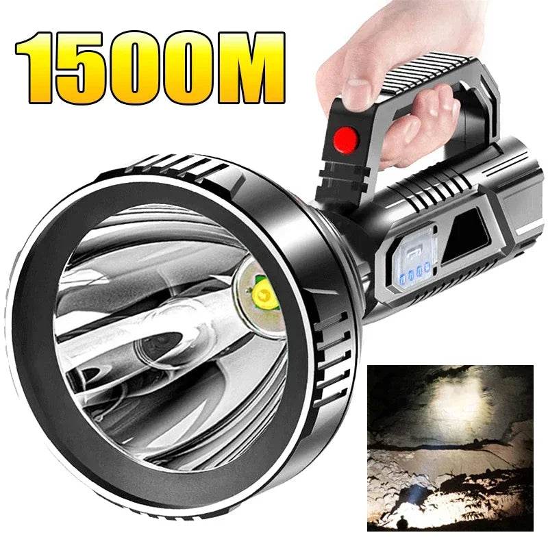 High Power LED Flashlight Waterproof Fishing Lantern Torch USB Rechargeable Powerful Spotlight Searchlight Camping Lamp - MarvelouStoree