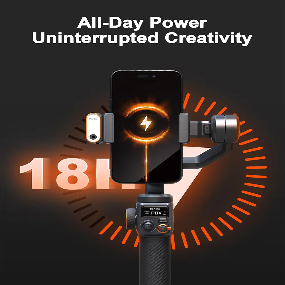 Hohem Office Gimbal iSteady M6 3-Axis Cell phone stabilize for xiaomi with AI tracker Magnetic Fill Light Full Color Video Vlogg