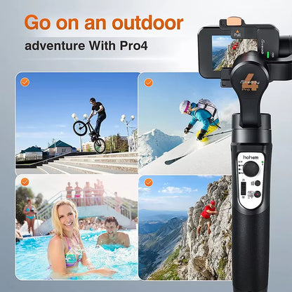 Hohem iSteady Pro 4 Gimbal for GoPro 13/12/11/10/9/8/7/6/5 DJI OSMO Insta360 One R Action Camera 3-Axis Handheld Stabilizer